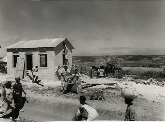 Historic cement block house at Willikies Village in Antigua