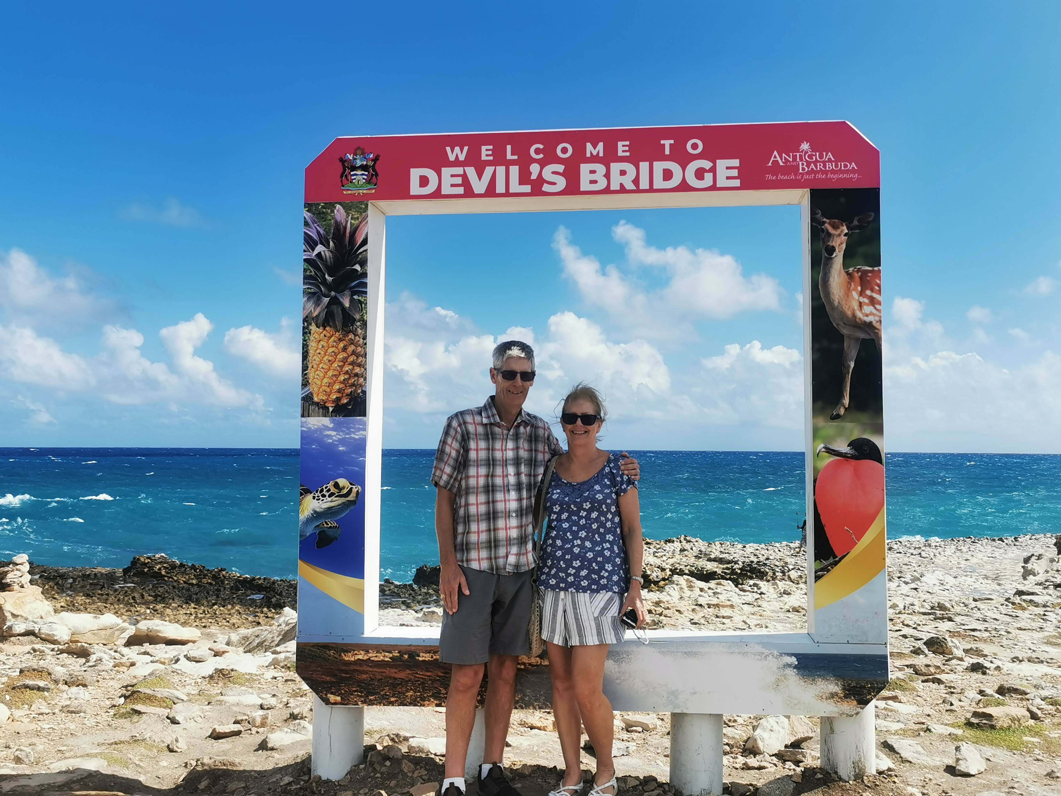 Guests visiting Devil's Bridge in Antigua